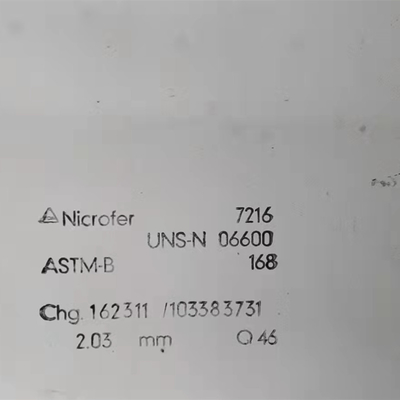 অ্যালয় ASTM B166 নিকেল ইনকোনেল 600 প্লেট / Hastelloy 600 শীট