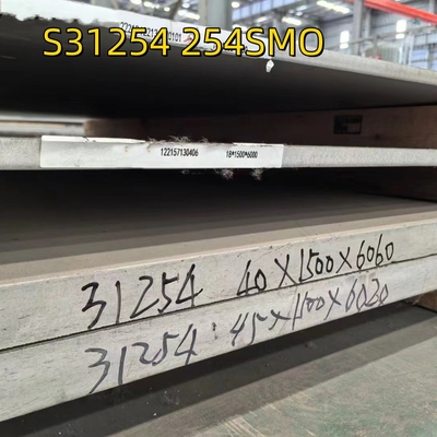 ASTM A240 SS 254SMO S31254 বেধ 6mm x 4' x 8 স্টেইনলেস স্টীল প্লেট DIN 1.4547 F44 40*1500*6000MM