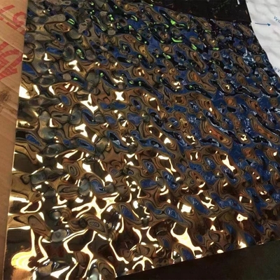 0.5*1220x2440mm স্টেইনলেস স্টীল ওয়াটার রিপল শীট প্লেট 201 মিডিয়াম রিপল গোল্ড