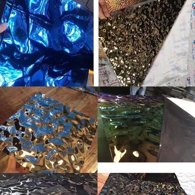 0.5*1220x2440mm স্টেইনলেস স্টীল ওয়াটার রিপল শীট প্লেট 201 মিডিয়াম রিপল গোল্ড