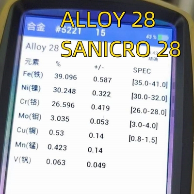 কাঁচামাল SANICRO 28 UNS N8028 ((Alloy28)) স্টেইনলেস স্টীল Seamless পাইপ