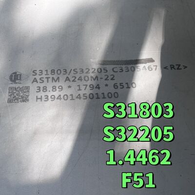 ASTM A182 F51 স্টেইনলেস স্টীল প্লেট 38*1220*2440mm S31803 1.4462 ডুপ্লেক্স স্টীল প্লেট